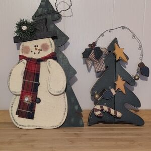 Festive Snowman and Tree Holiday Decor Set